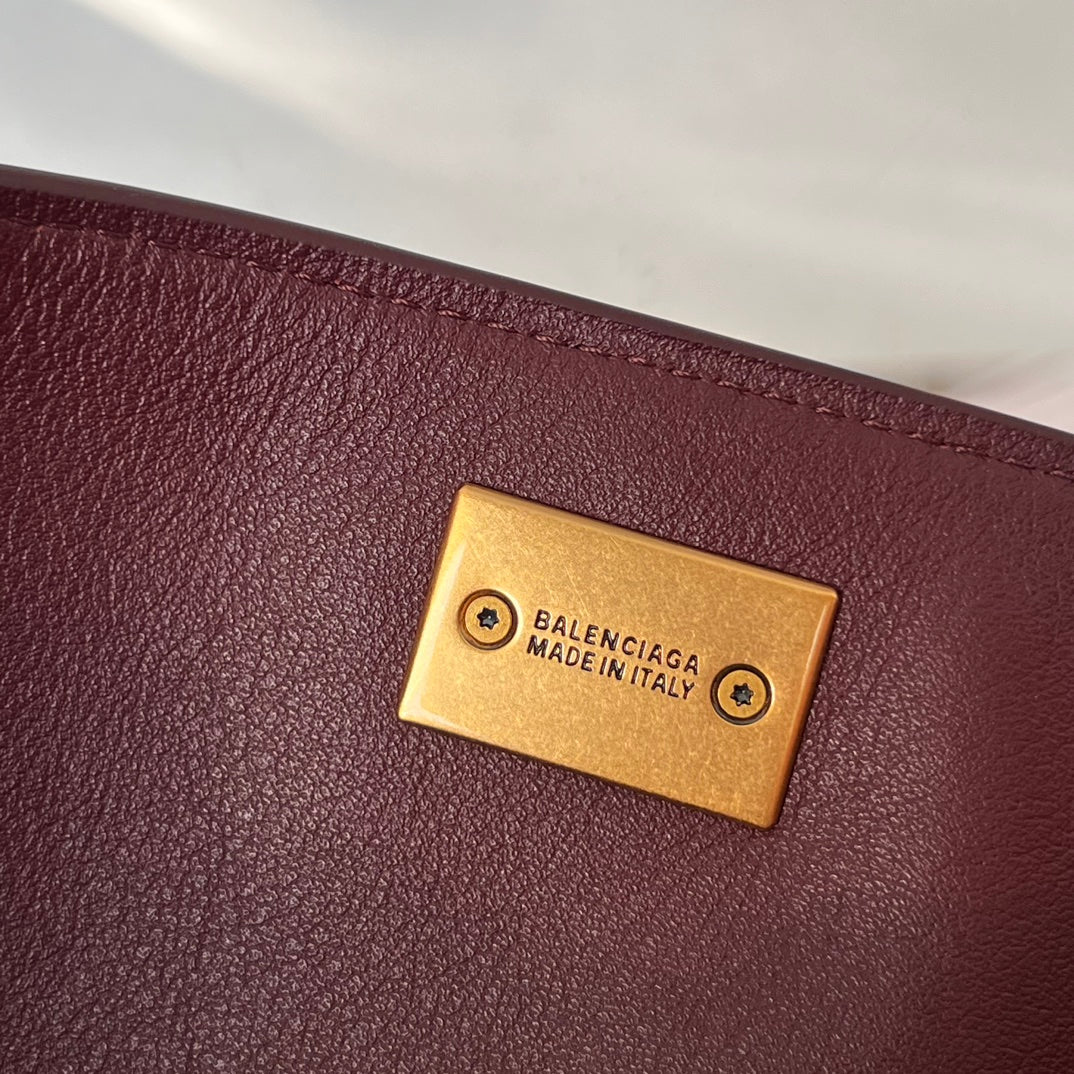 Balenciaga Small Bag 29 Burgyndy Calfskin Gold Hardware