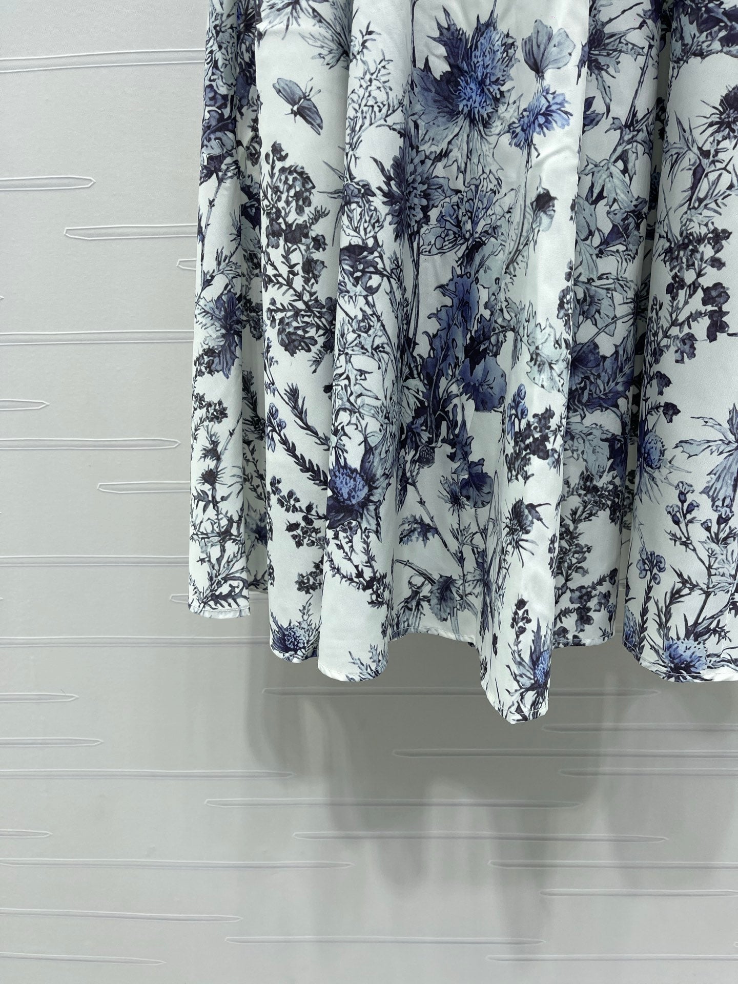 Dior 2026 High-waisted Printed Midi Skirt White Blue Polyester
