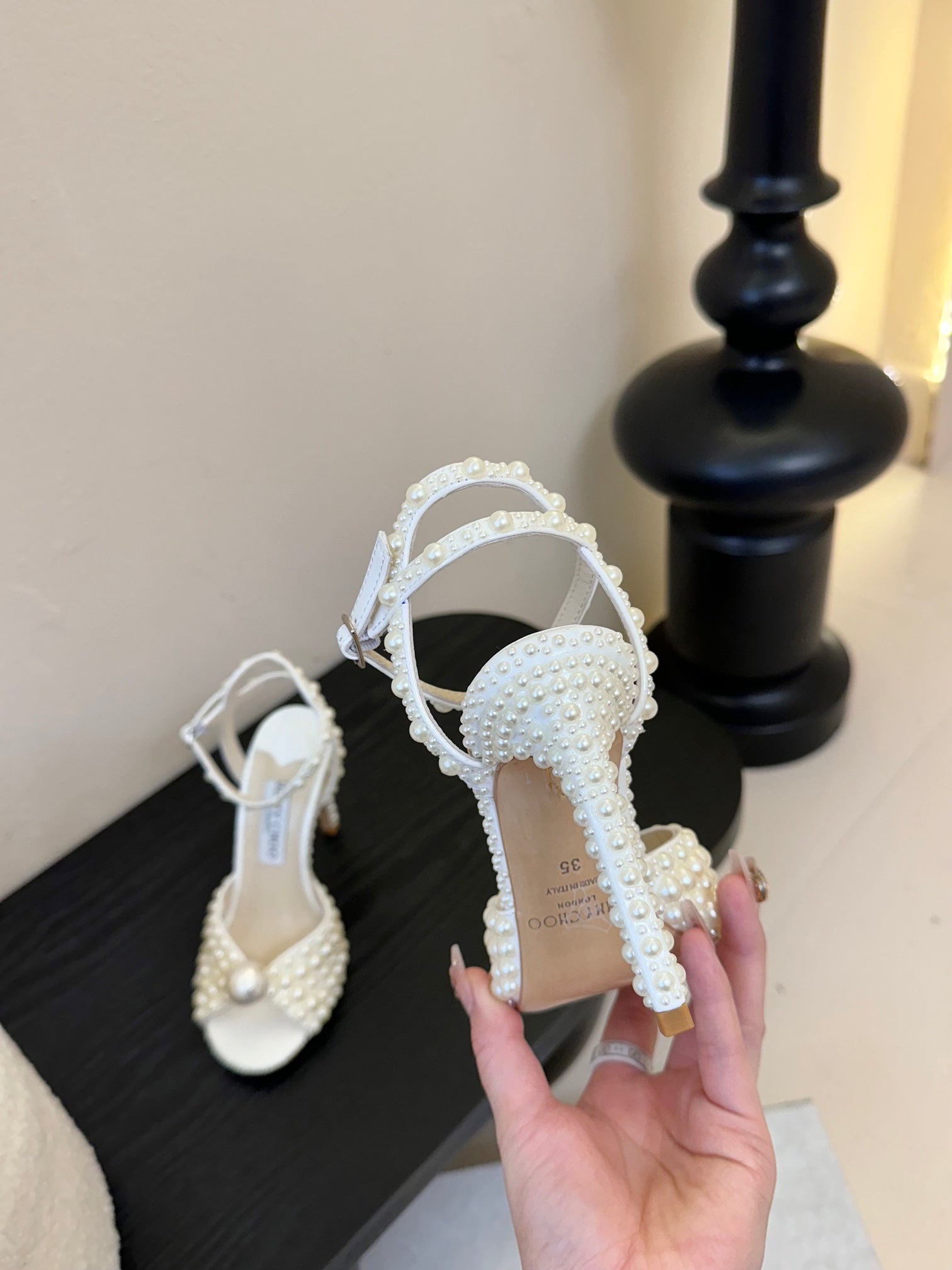 Jimmy Choo 2026 Sacora 100 Sandal Pearl Shine White Cowhide