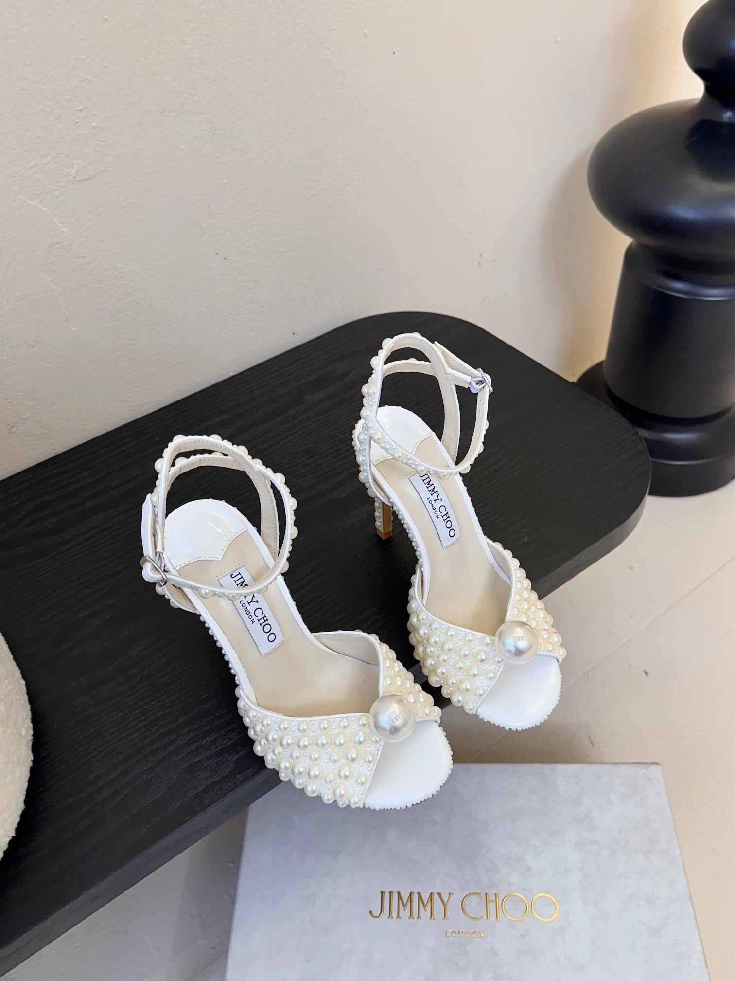 Jimmy Choo 2026 Sacora 100 Sandal Pearl Shine White Cowhide