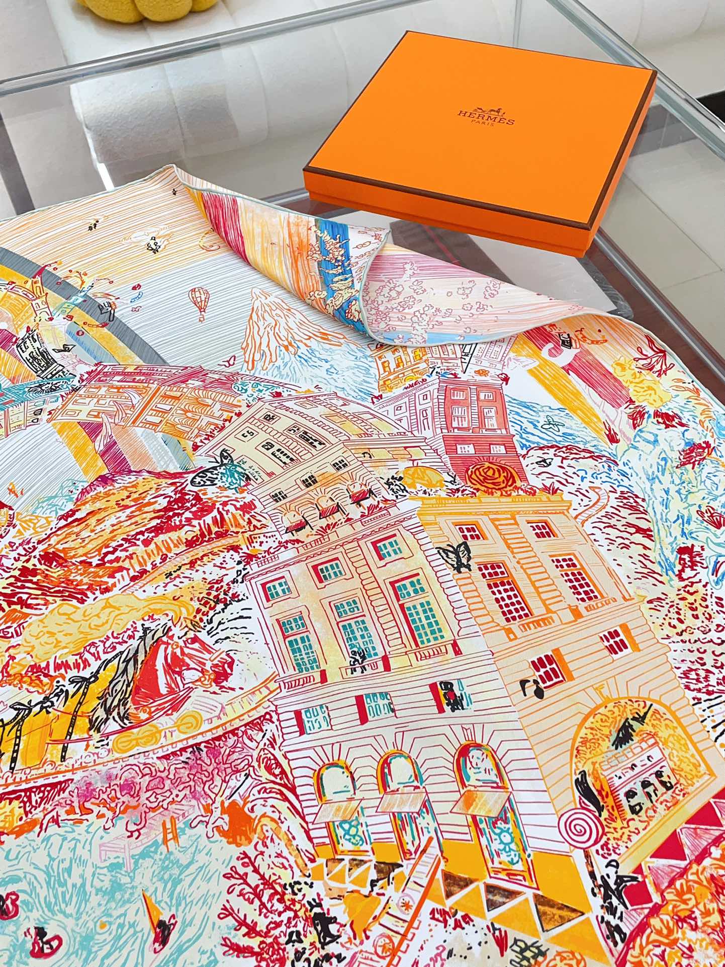 Les Folies Du Faubourg Scarf 90 CM In Colorful Silk Twill 304376