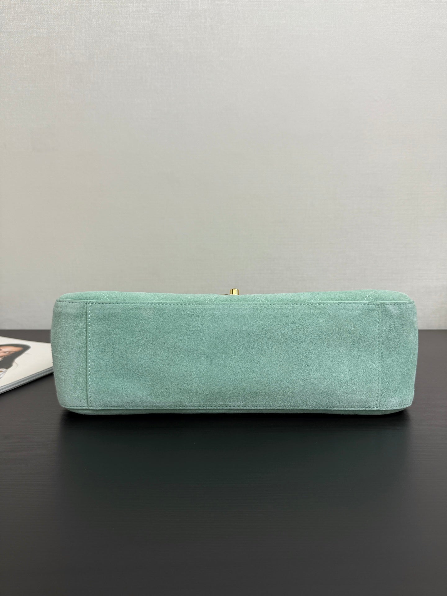 Chanel 2026 Flap Bag 34cm Mint Green Suede Leather