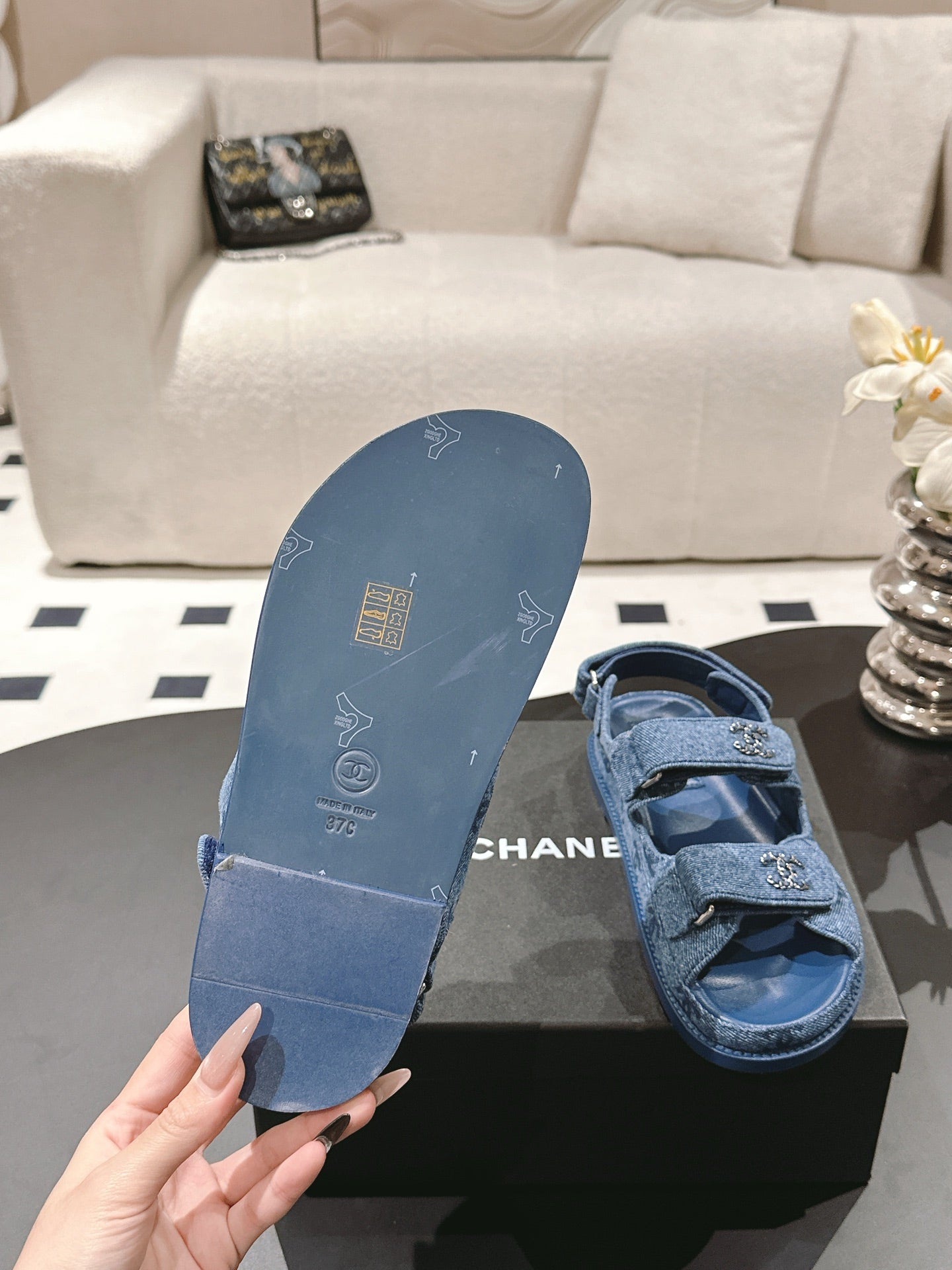 CC 25 Dad Deals Sandals Demin Blue Demin Fabric 237563