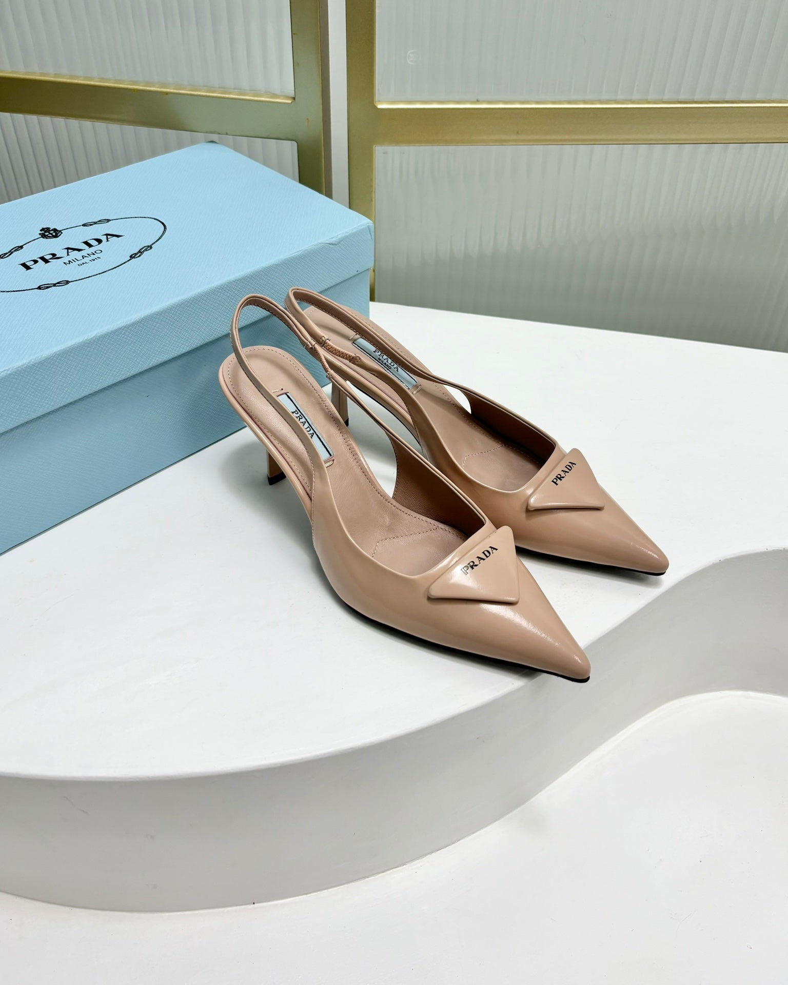PRA SLINGBACK PUMPS 75MM PATENT LEATHER