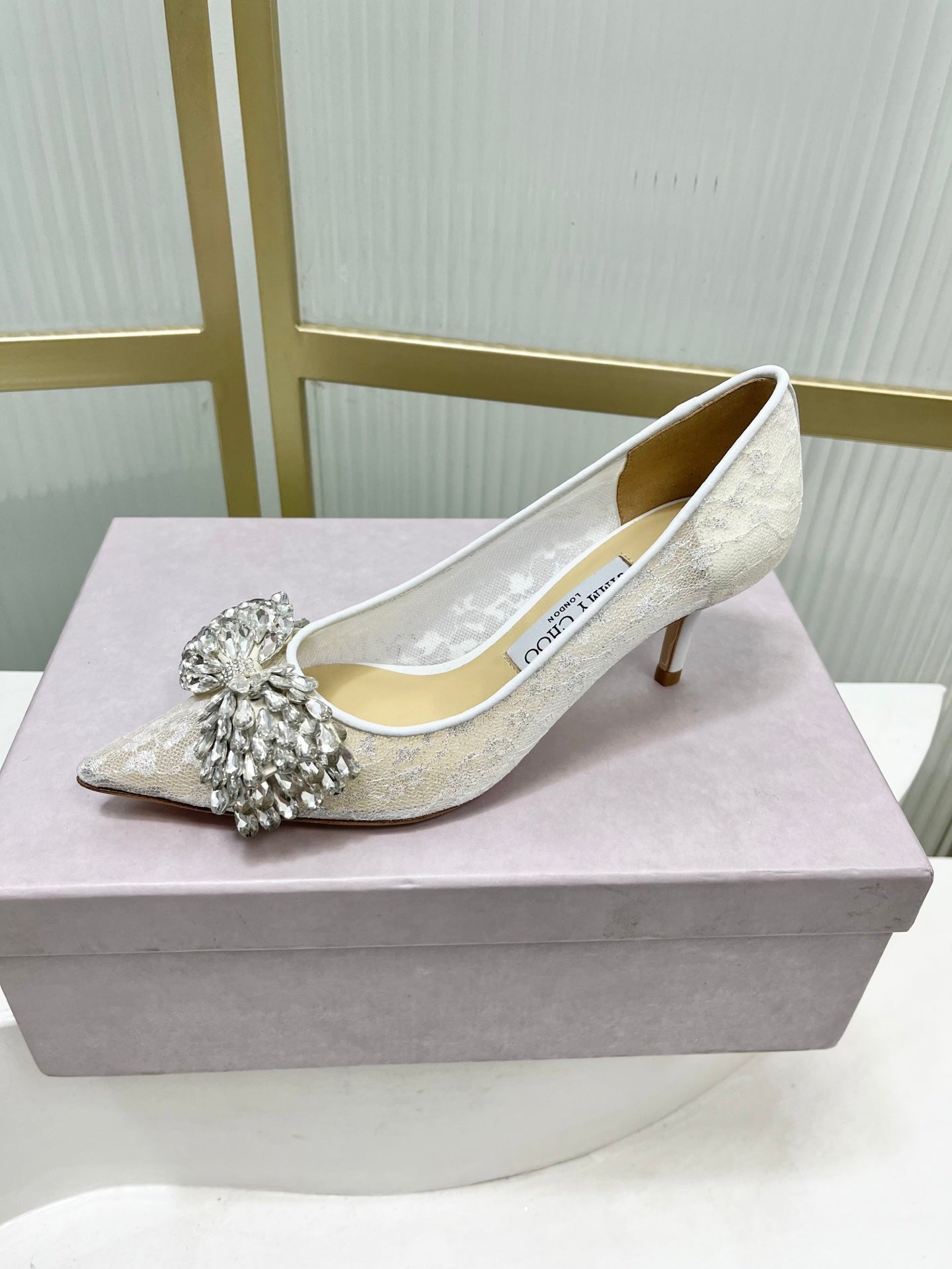 Jimmy 26s High Heels 65 White Imported Lace Sheepskin 605984