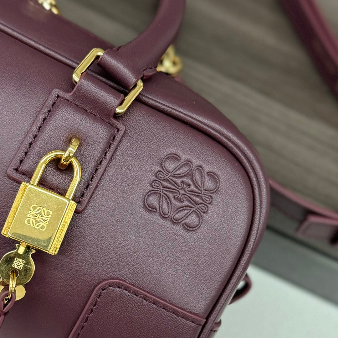 Loewe Mini Bowling Bag 23 Burgundy Calfskin 280618