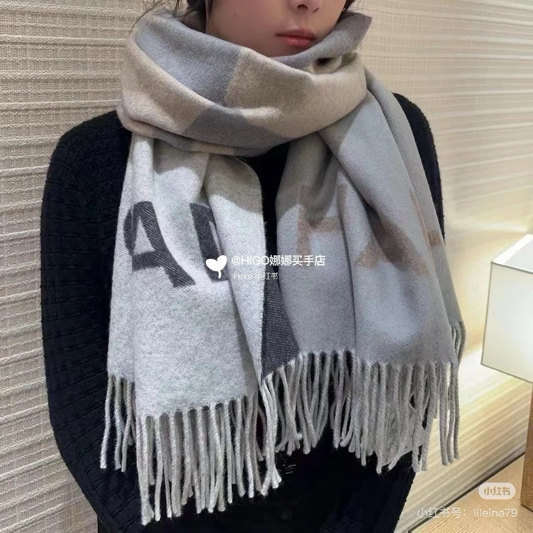 CC Scarf 200 CM In Beige Mix Grey Cashmere 405496