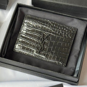 YSL Card Holder 10cm Wallet Full Black Leather 240552