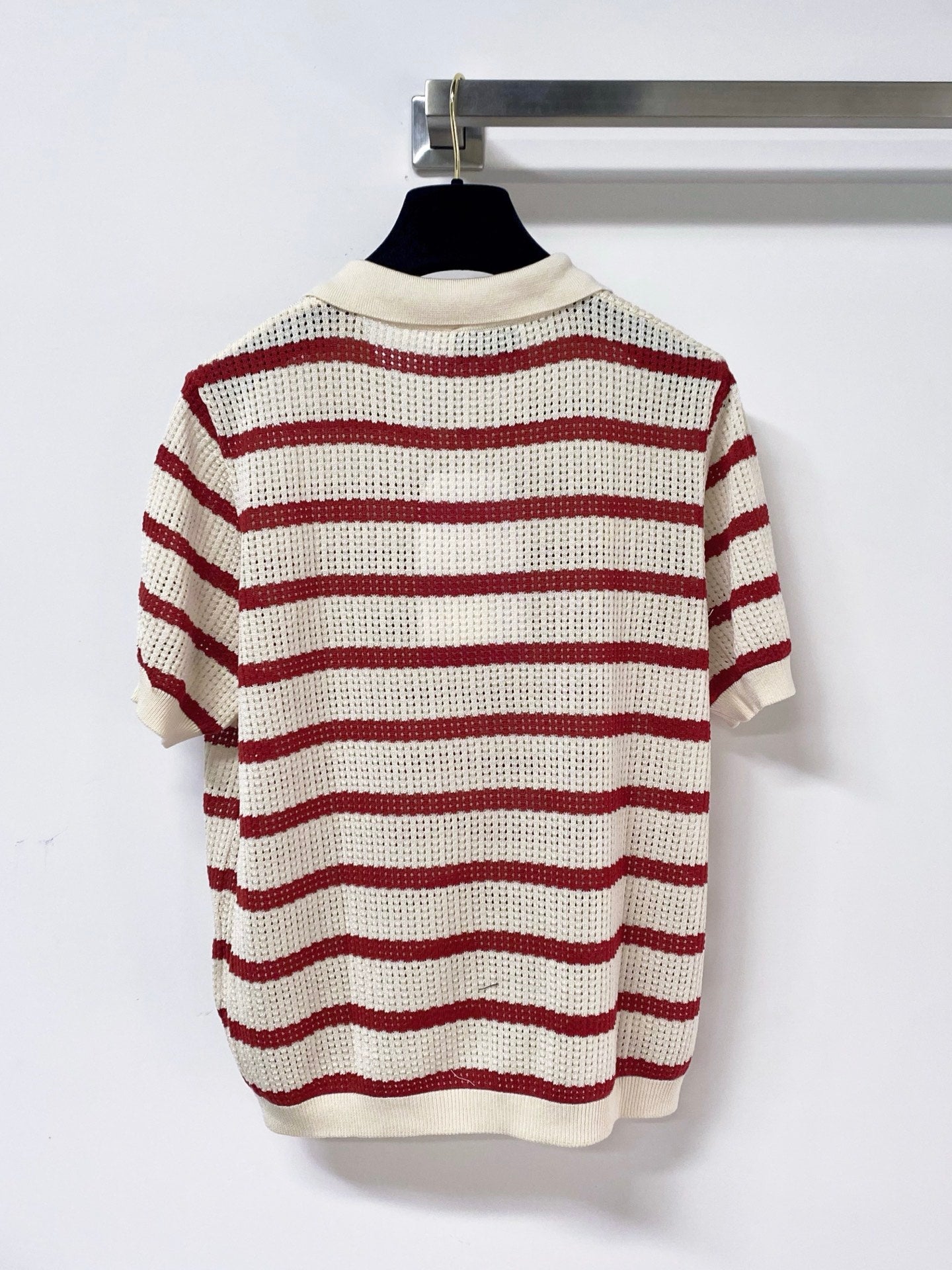 Chanel 2026 Striped Knit Polo Shirt Laine Wool 442989