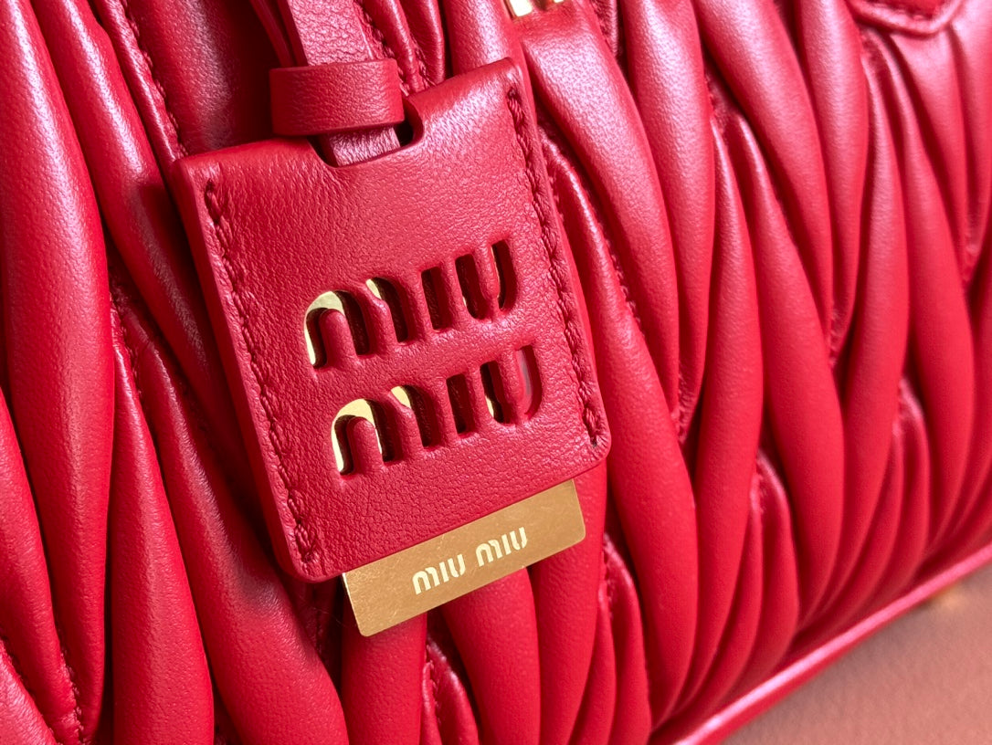 ARCADIE MATELASSÃ‰ BAG 24 IN CERISE RED CALFSKIN GOLD HARDWARE