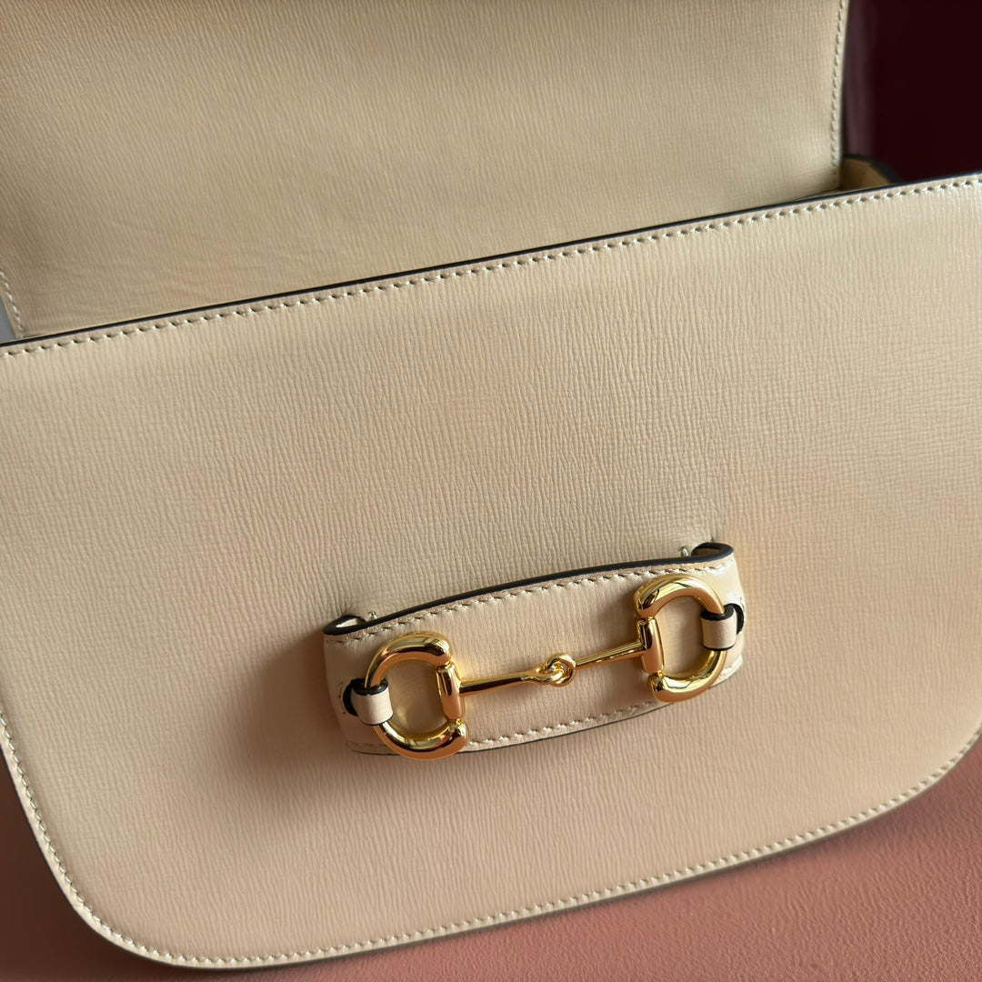 GG 2025 Horsebit Bag 25cm Beige Calfskin 273711
