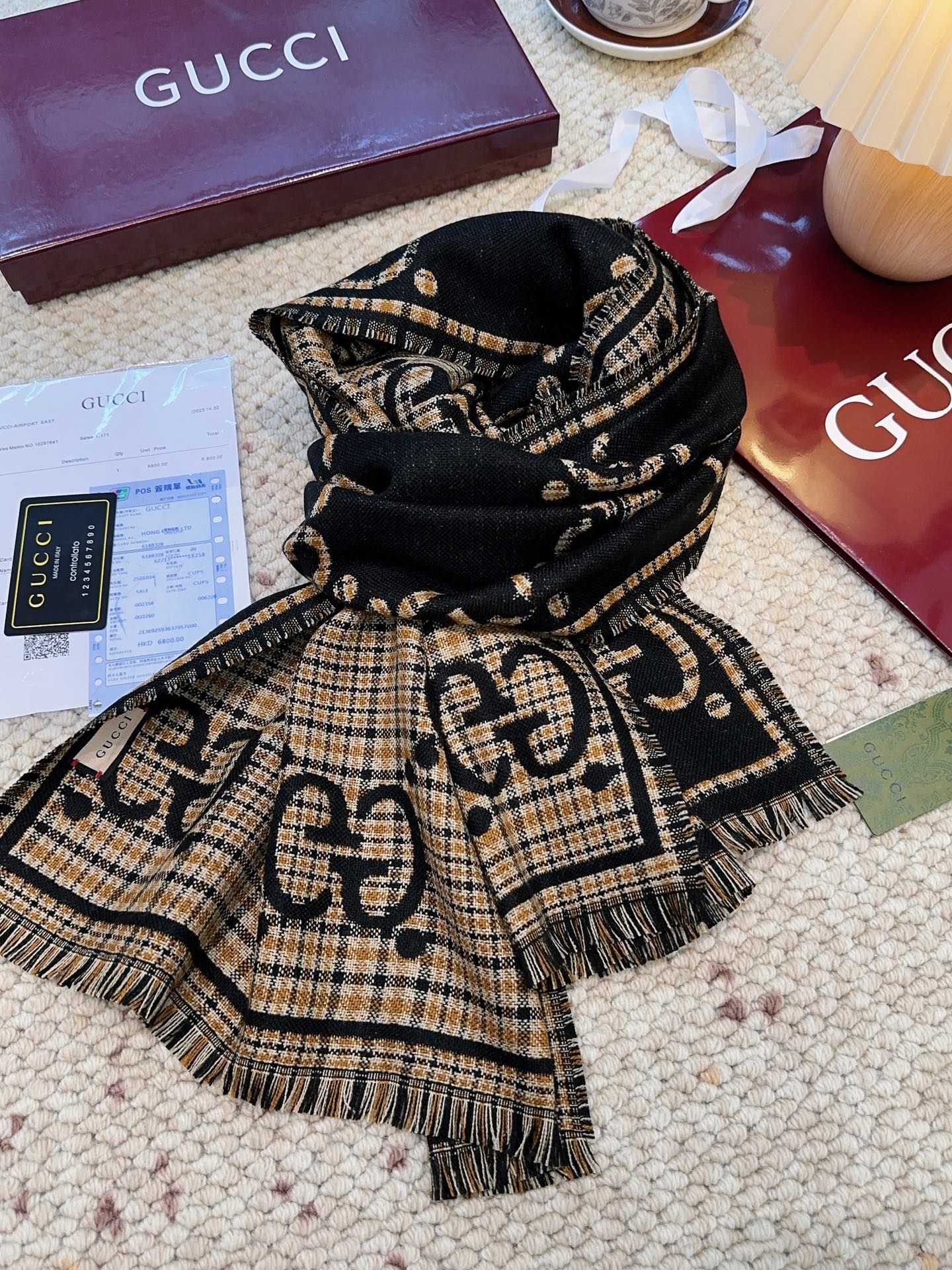 GG Classic 180CM Black Beige Wool 287938