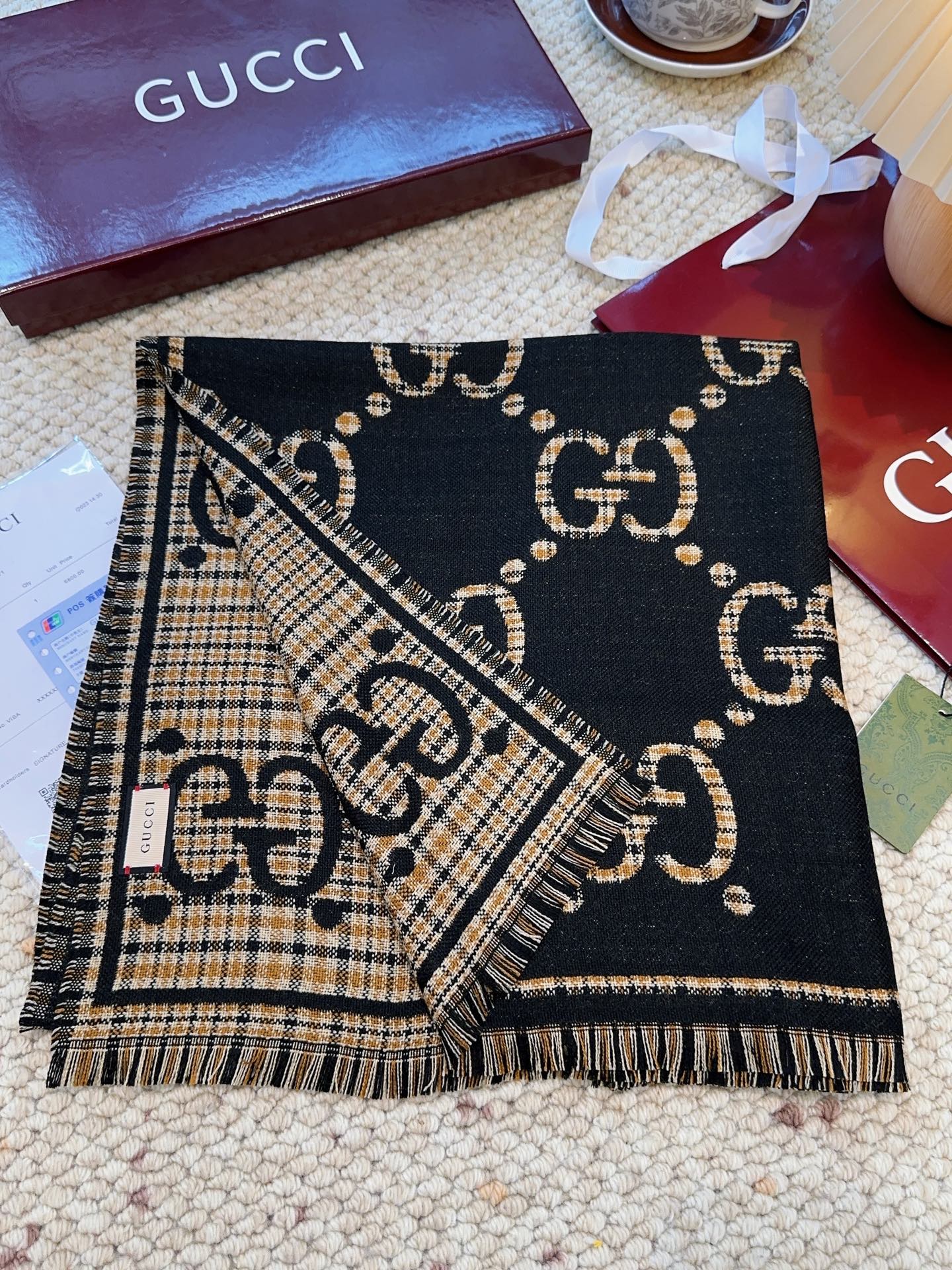 GG Classic 180CM Black Beige Wool 287938