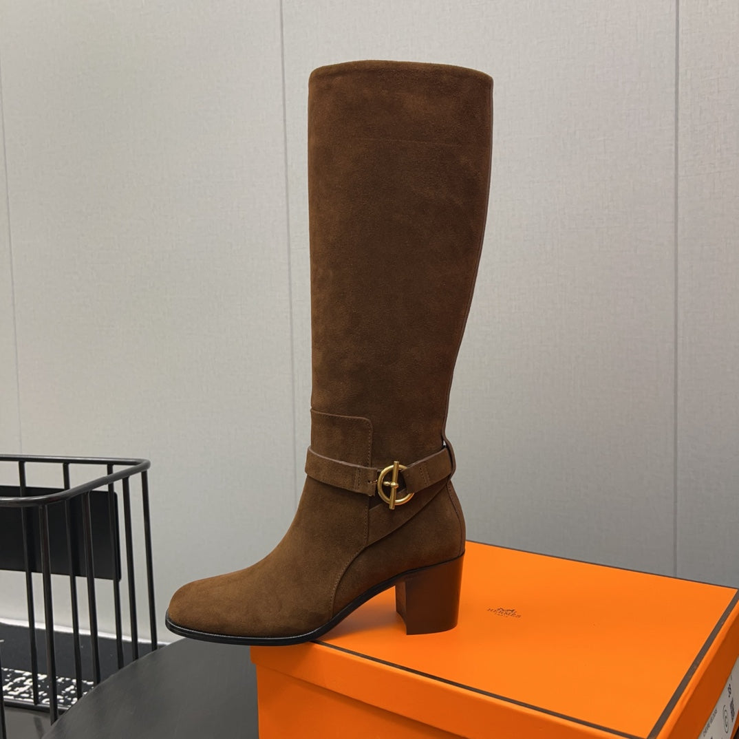 HM Justine 50 Boot Chestnut Brown Suede  952363