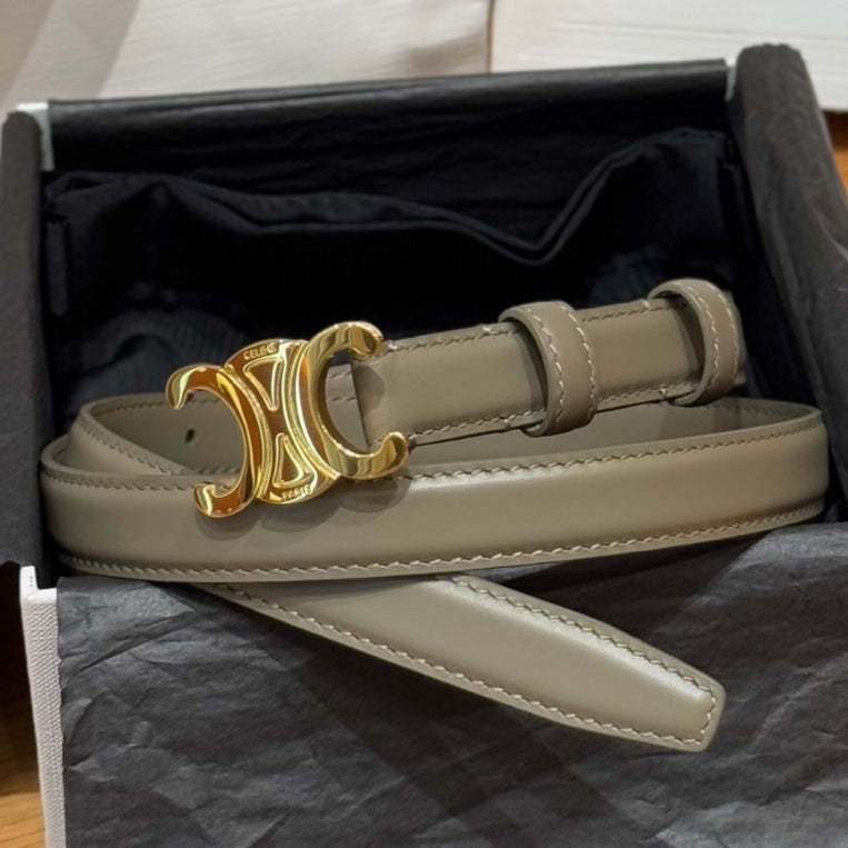 CEL Triomphe Belt 18mm Etoupe Gold Calfskin 187492