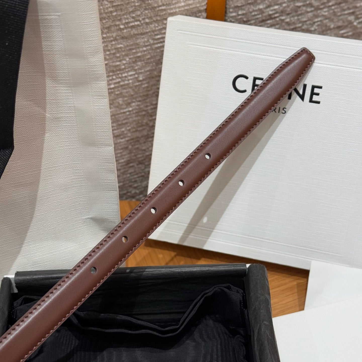 CEL Triomphe Belt 18mm Brown Gold Calfskin 187490