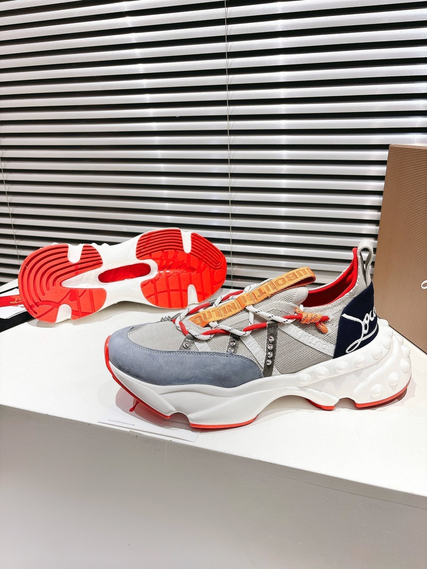 CL 25 Trailnrun Sneaker Grey Blue Calfskin Mesh 323168