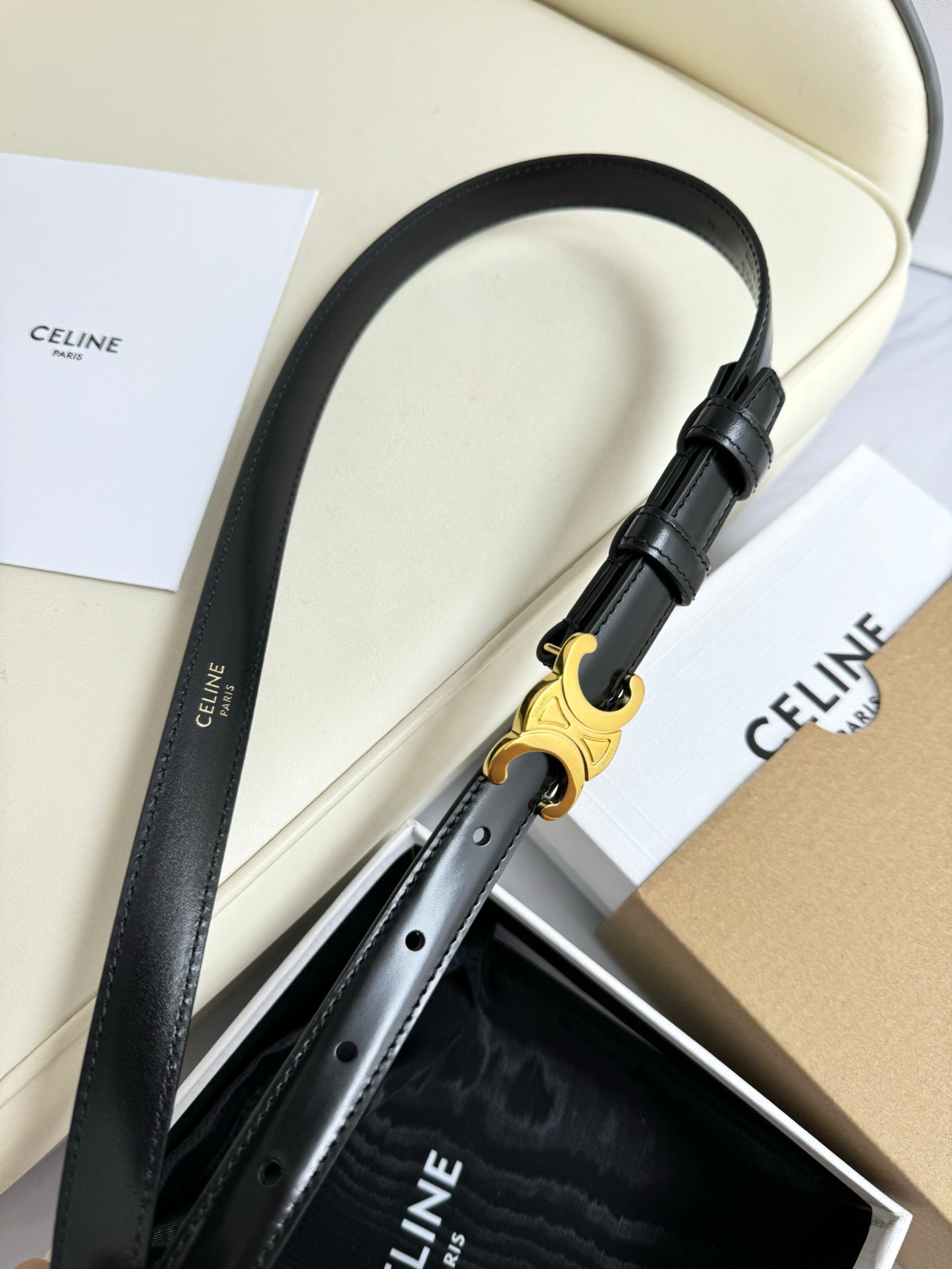 CEL Gold Buckle 18mm Belt Black Cowhide 179731