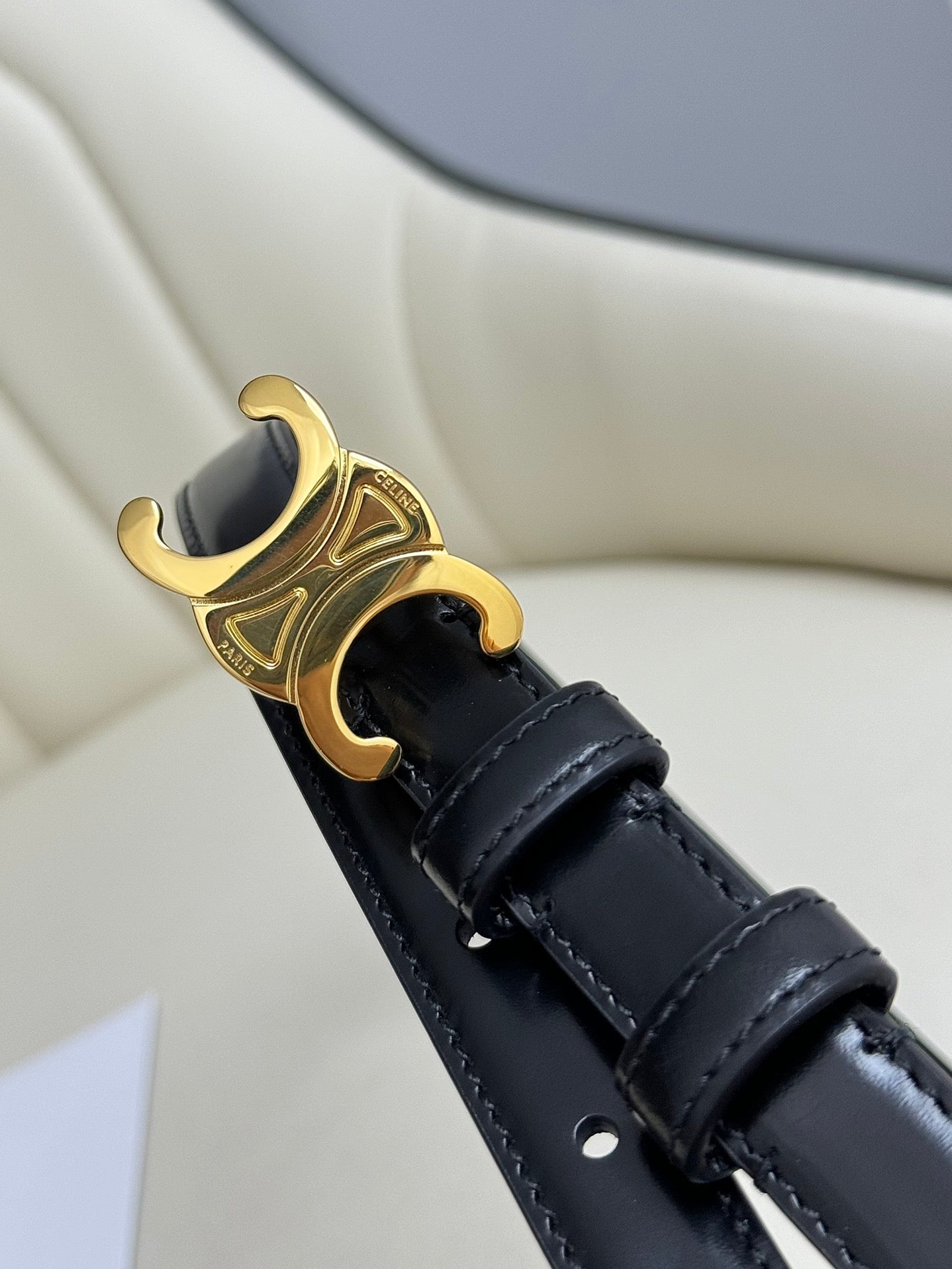 CEL Gold Buckle 18mm Belt Black Cowhide 179731