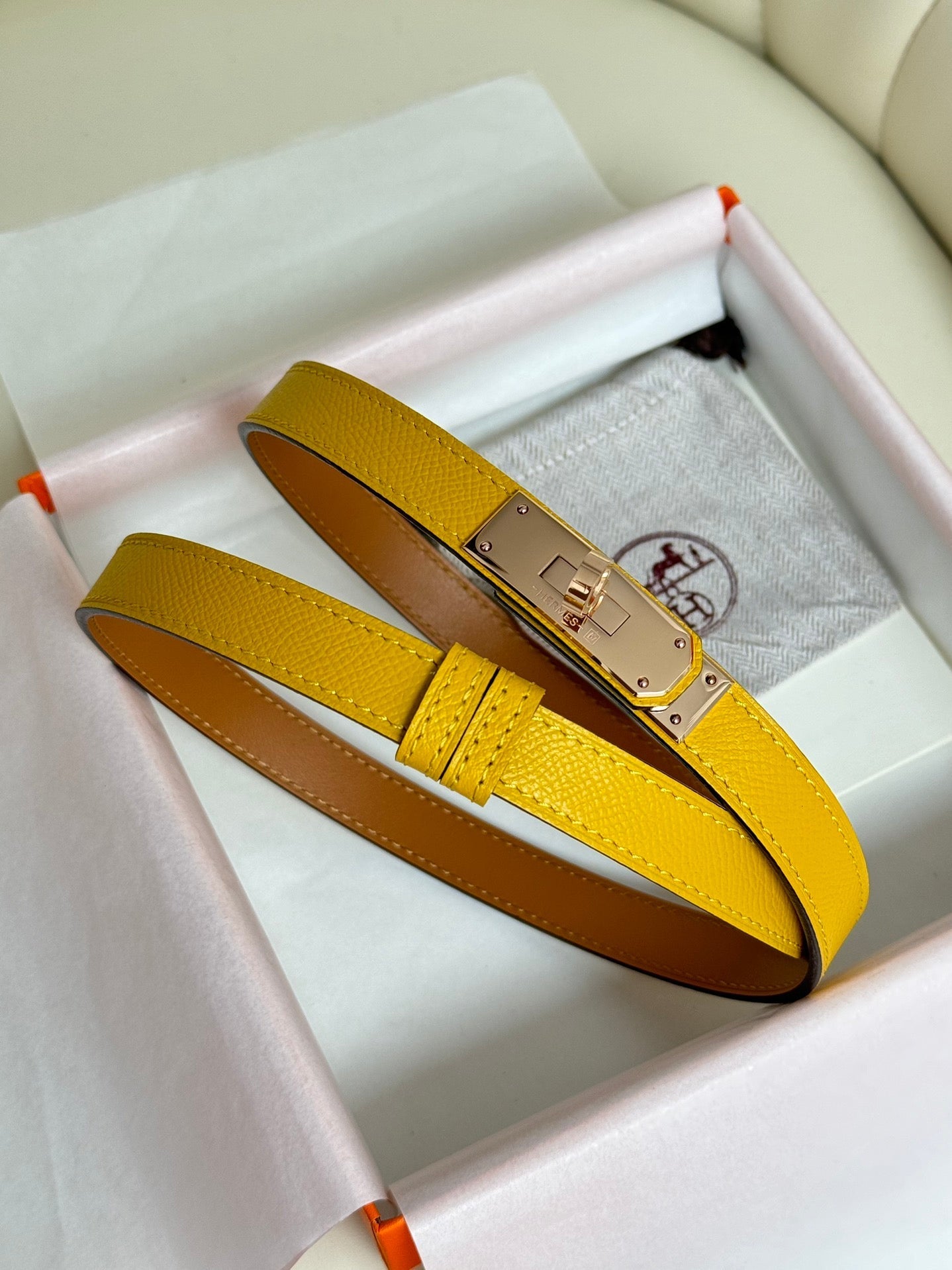 HM Kelly Belt 18mm Dark Yellow Epsom Leather