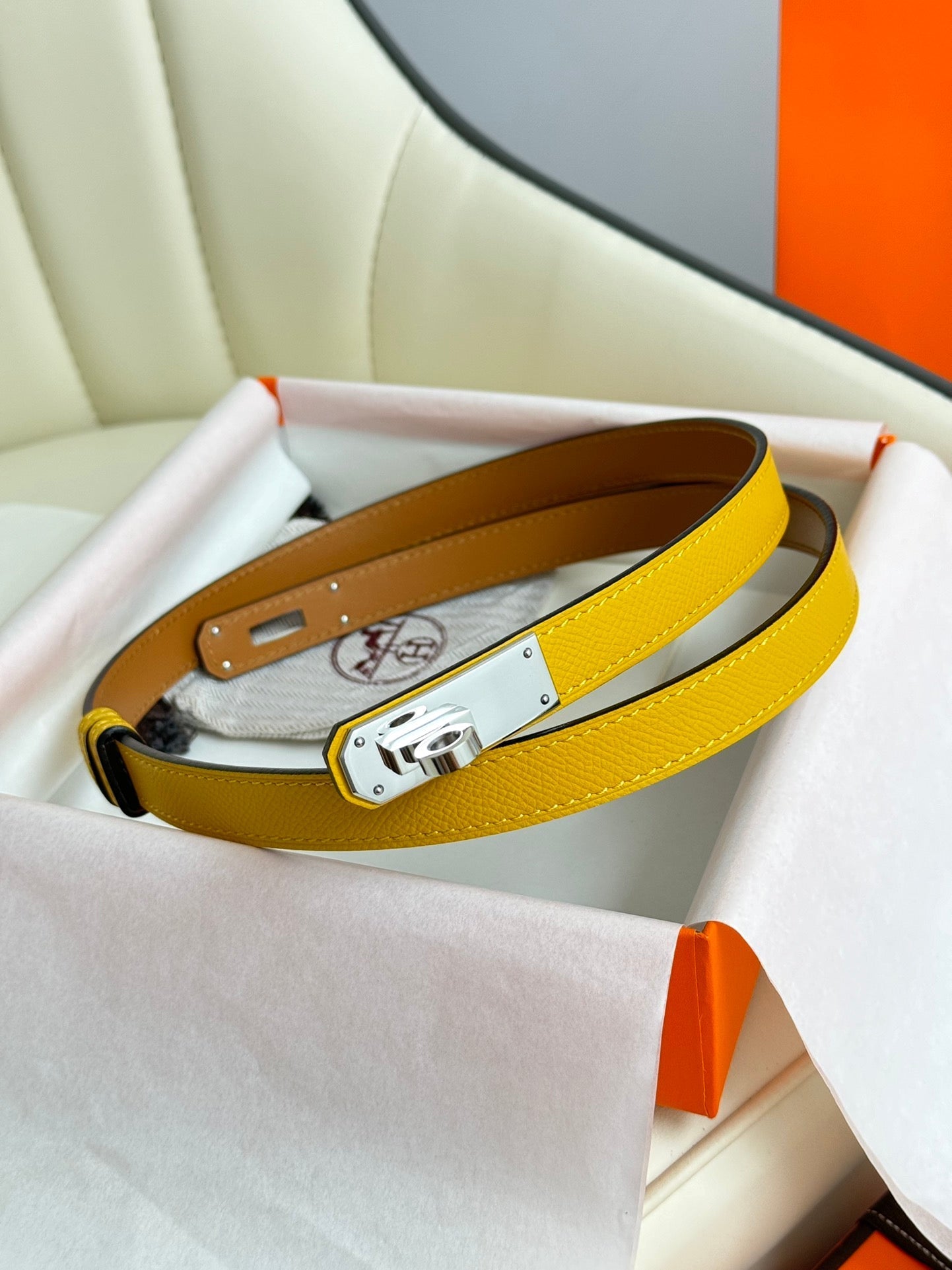 HM Kelly Belt 18mm Dark Yellow Epsom Leather