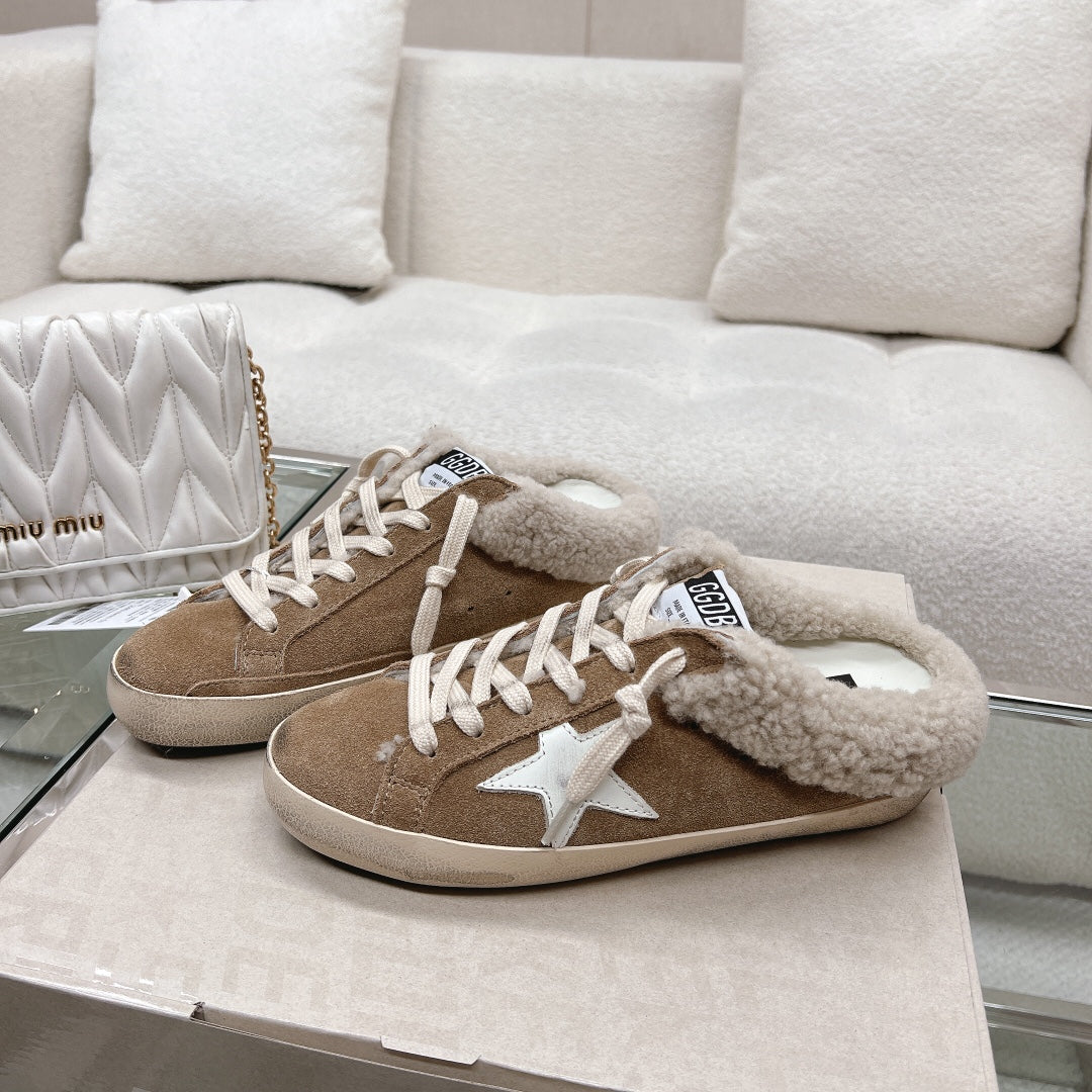 Golden Goose 2025 Space-Star Sabot Mule Sneaker Brown Suede Wool 119148