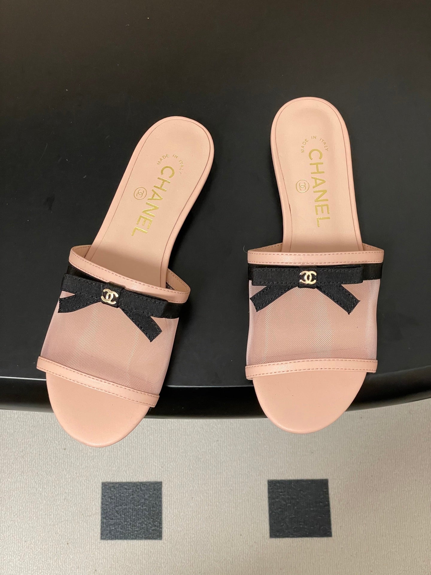 CC 2026 Sandal Bow Mesh Calfskin