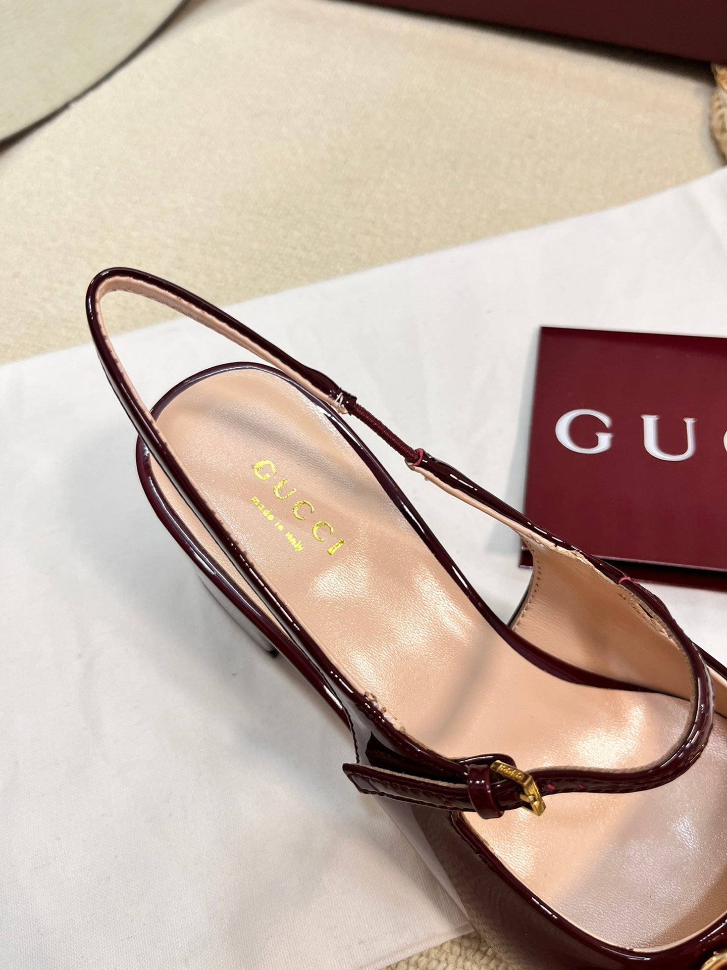 GC Horsebit Slingback 60mm Rosso Ancora red Patent Leather 294589