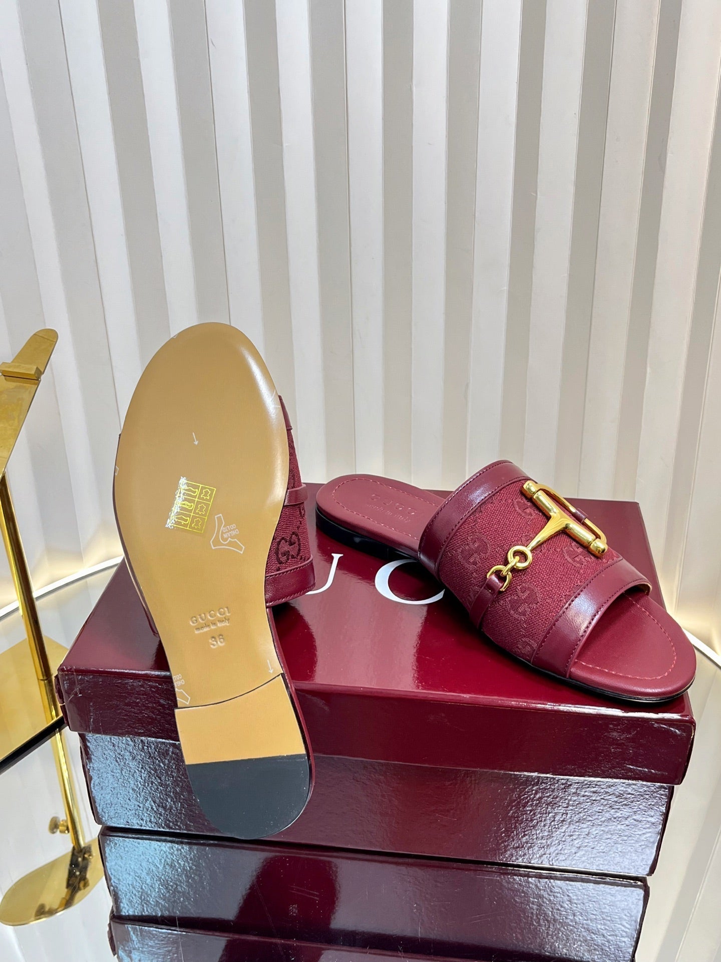 GC 25 Horsebit GG Sandals Red Canvas 294673