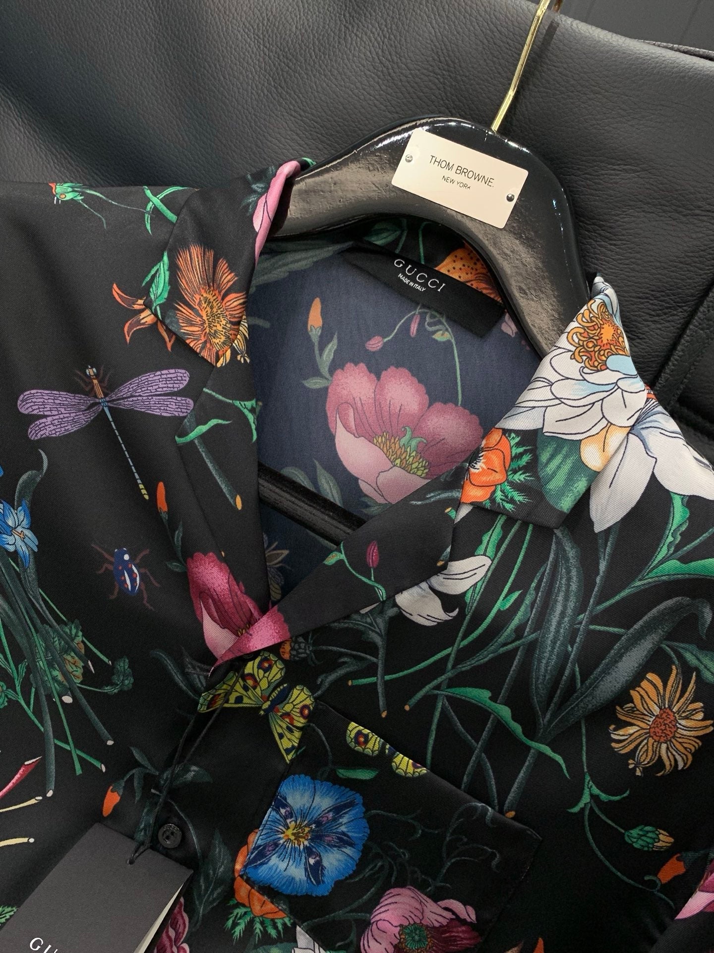 Gucci 2026 Flower Long-sleeved Shirt Black mix colors Silk 131813