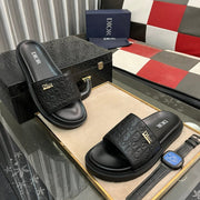 CD AQUA SLIDE SANDAL BLACK MONOGRAM CALFSKIN