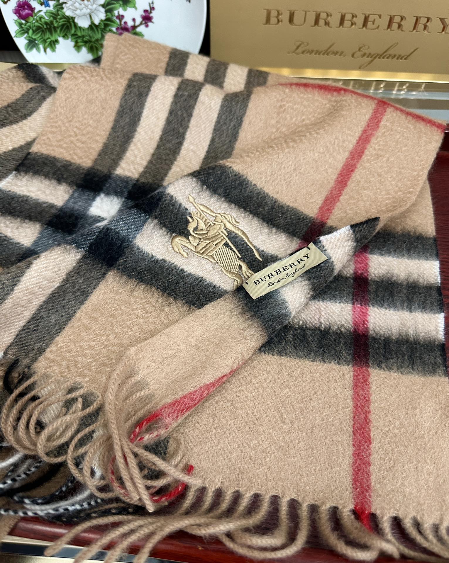 BBR Double-Sided Scarf 180CM Beige Cashmere 293003