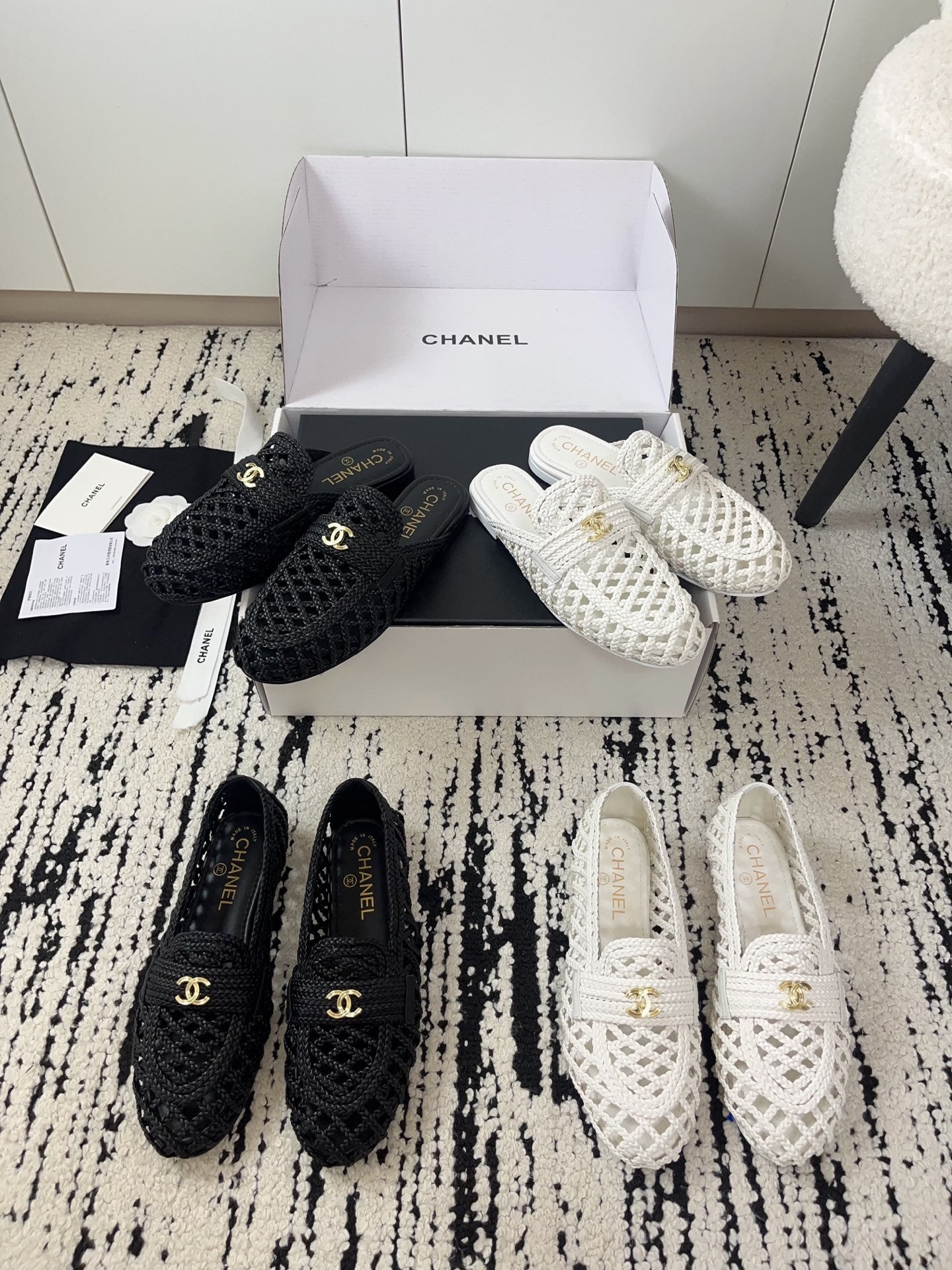 Chanel 2026 Braided Loafers Gold-Tone CC Logo Plaque Leather 778467
