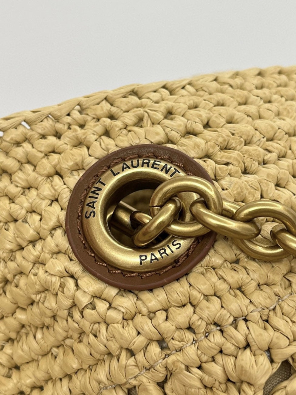 YSL Jamie Lucky Bag Beige Brown Raffia 339402