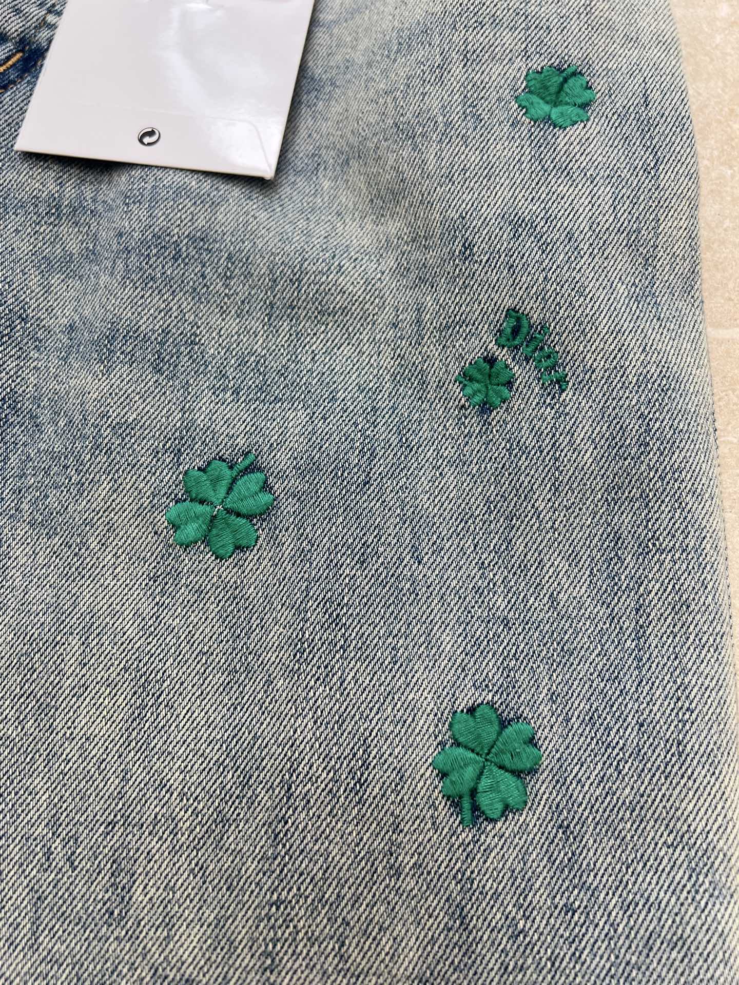 Dior 2026 Clover Embroidered Denim Jeans Blue Cotton 138330