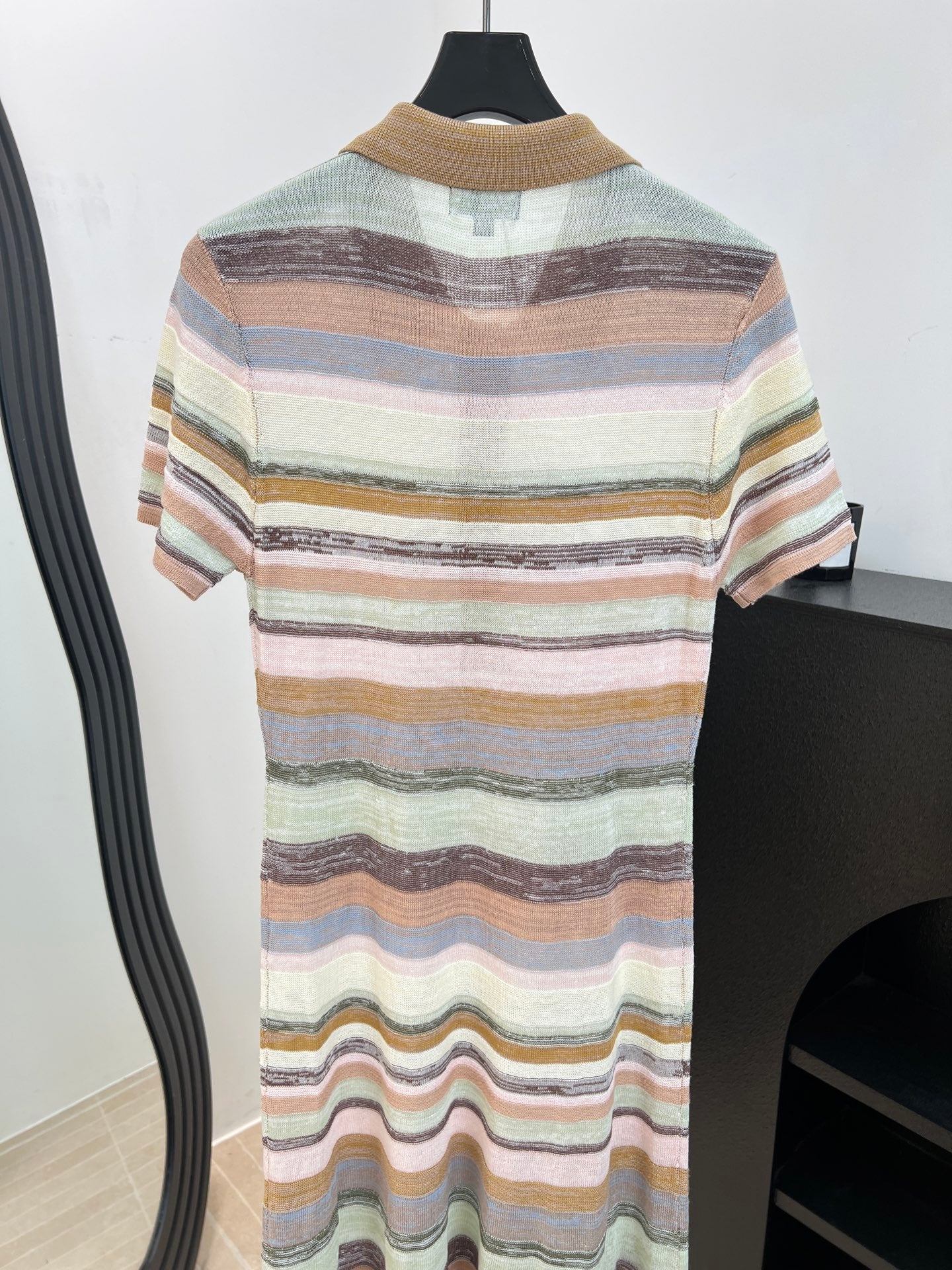 Chanel 2026 Rainbow Striped Knit Dress Cotton 626203