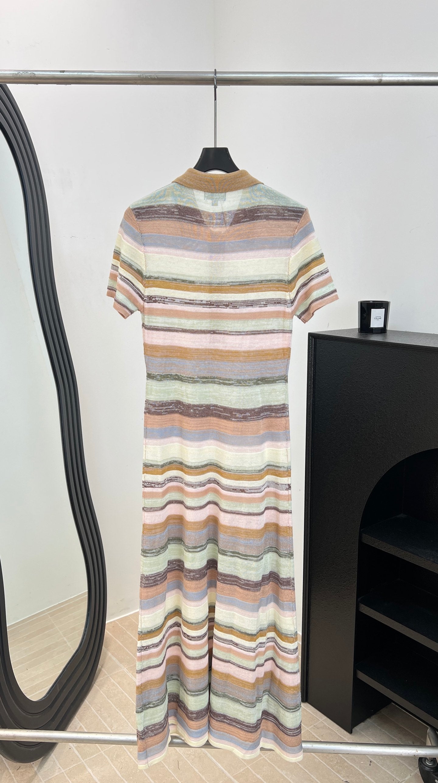 Chanel 2026 Rainbow Striped Knit Dress Cotton 626203