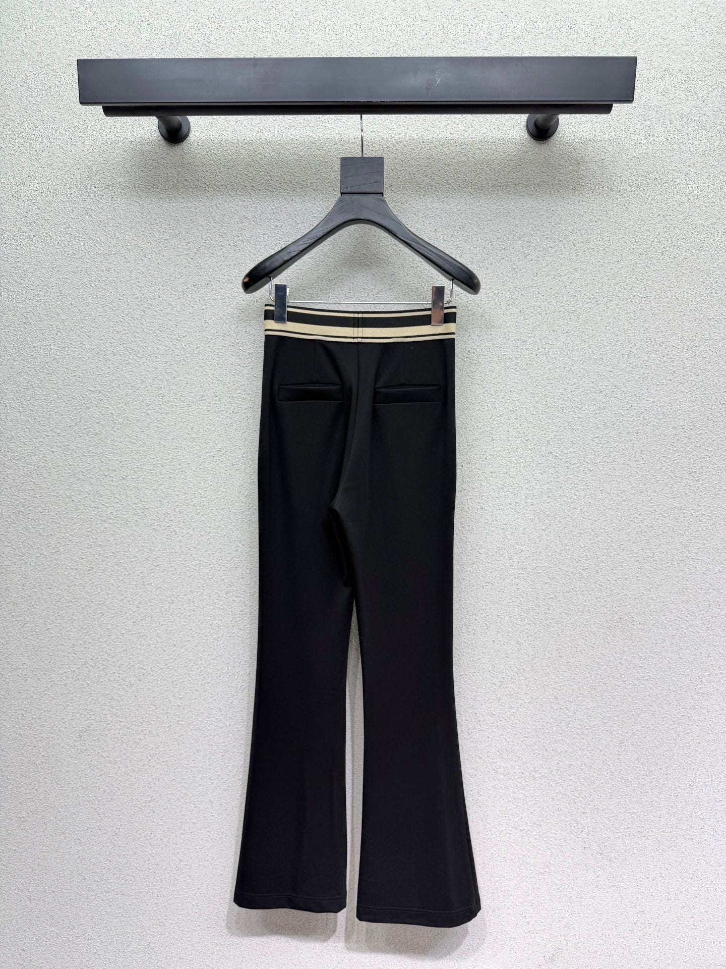 Prada 2026 Letter Webbing Flared Trouser Black Cotton 132457