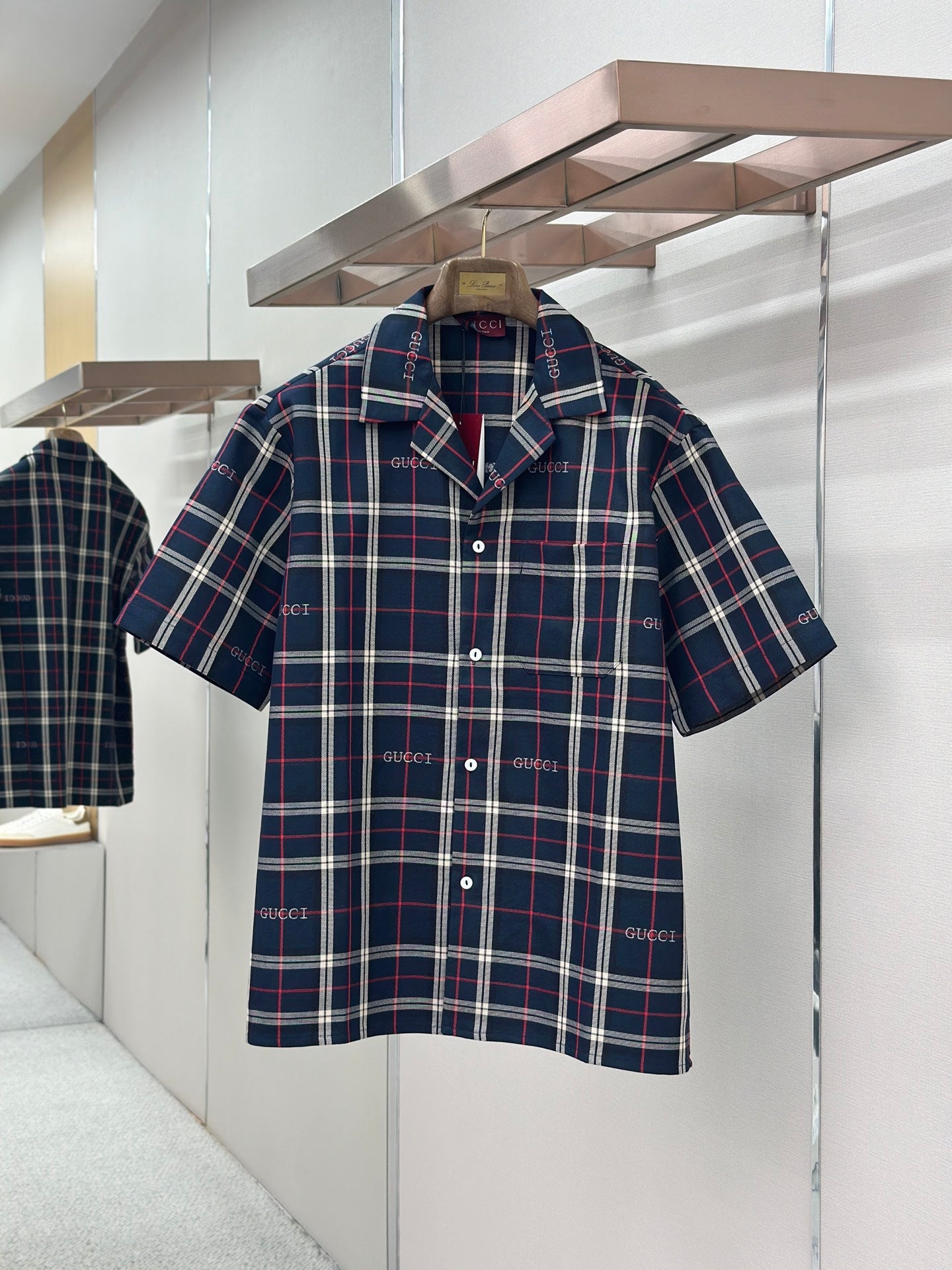 GC 2026 Men's Short-sleeved Shirt Navy Blue Red Cotton 699259