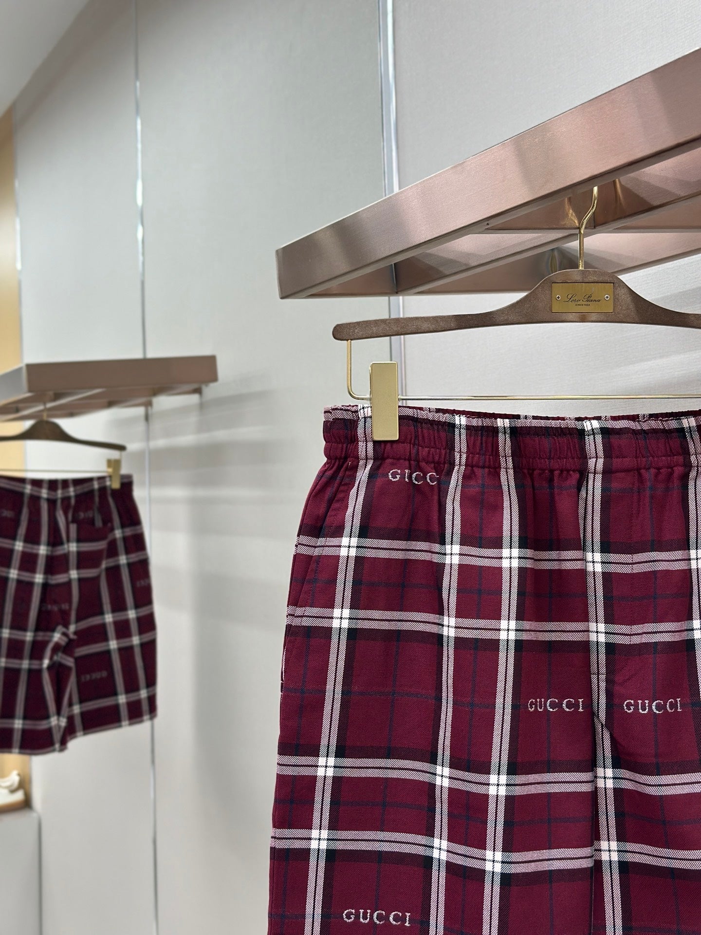 GC 2026 Men's Striped Shorts Burgundy Cotton 699257