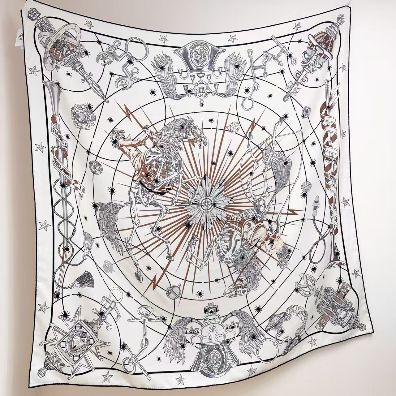 HM  Creative Origins Scarf 135CM White Cashmere Silk 969434