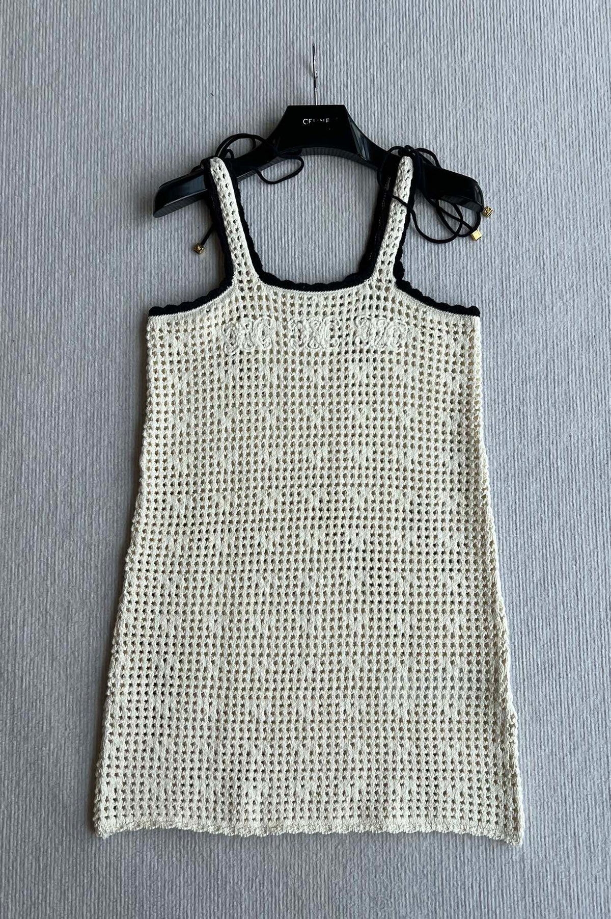 Celine 25 Hollow Camisole Dress White Cotton