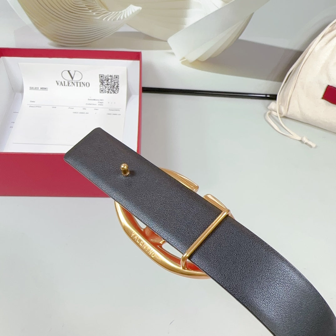 The Bold Edition Reversible Belt 30mm Pink Black Calfskin Gold Buckle