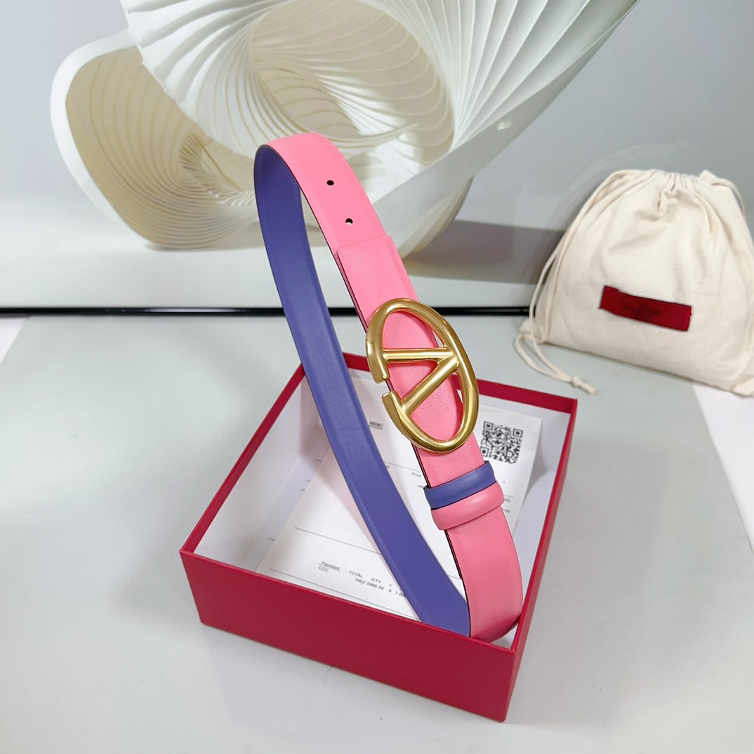 The Bold Edition Reversible Belt 30mm Pink Violet Calfskin Gold Buckle