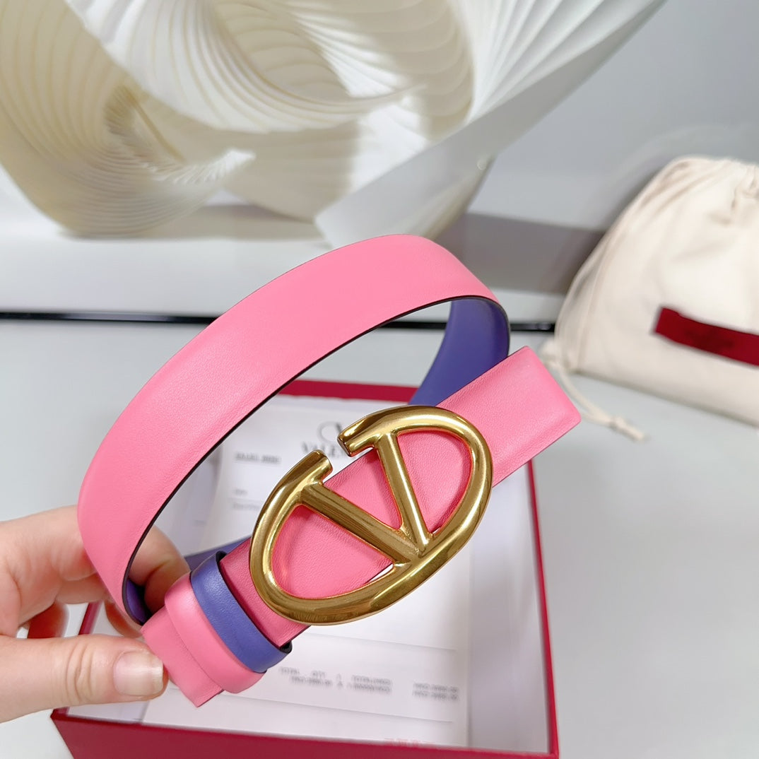 The Bold Edition Reversible Belt 30mm Pink Violet Calfskin Gold Buckle