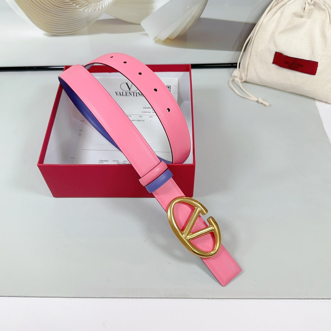 The Bold Edition Reversible Belt 30mm Pink Violet Calfskin Gold Buckle