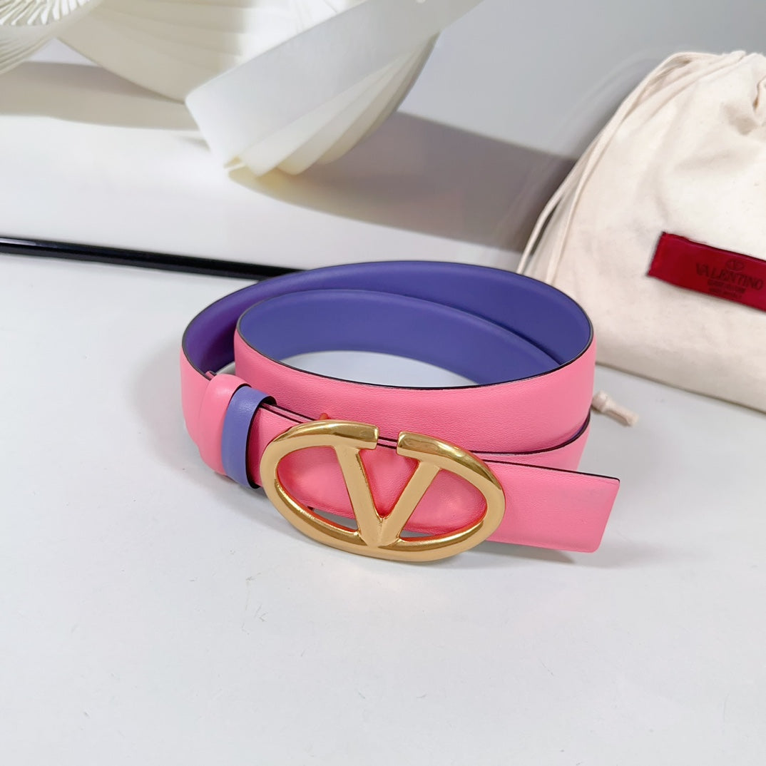 The Bold Edition Reversible Belt 30mm Pink Violet Calfskin Gold Buckle