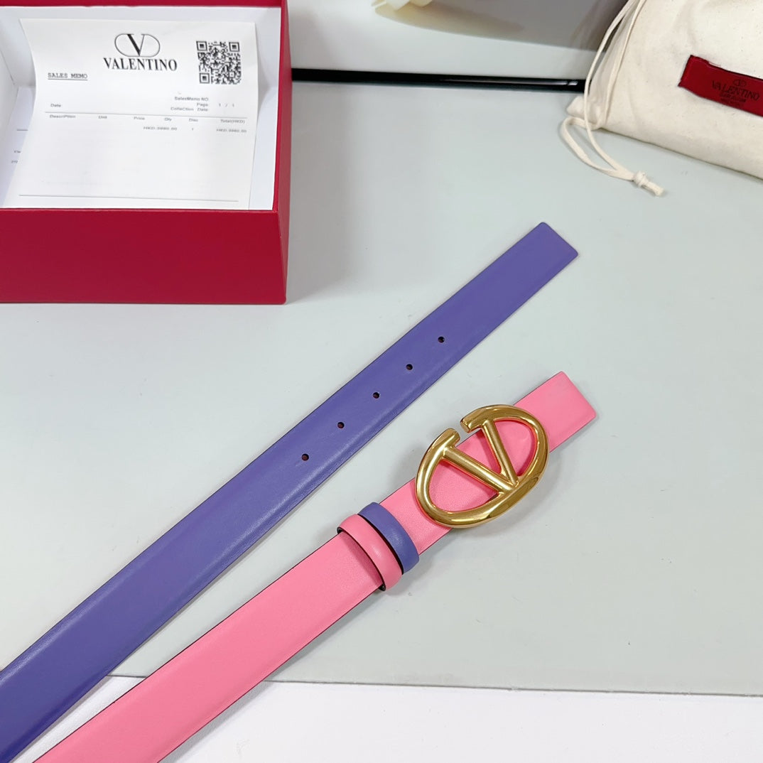 The Bold Edition Reversible Belt 30mm Pink Violet Calfskin Gold Buckle