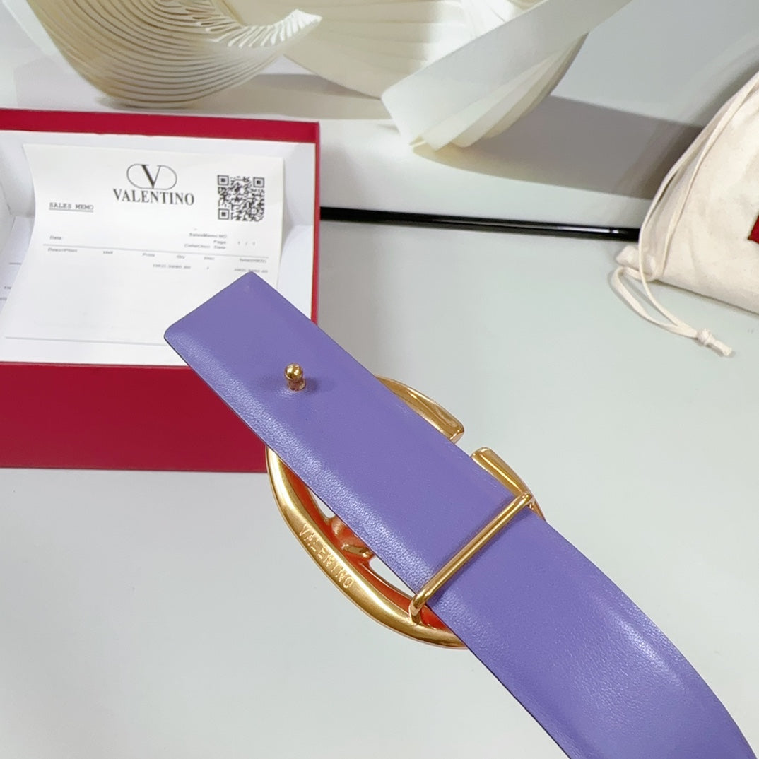 The Bold Edition Reversible Belt 30mm Pink Violet Calfskin Gold Buckle