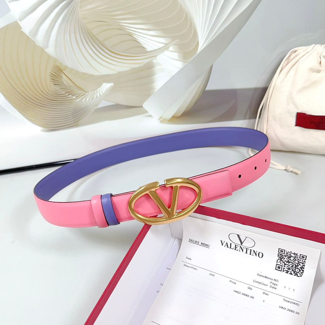 The Bold Edition Reversible Belt 30mm Pink Violet Calfskin Gold Buckle